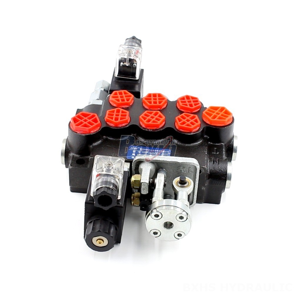 Industrial Hydraulic Valves: P40 Series, 3 Spool Monoblock with Solenoid & Joystick main image